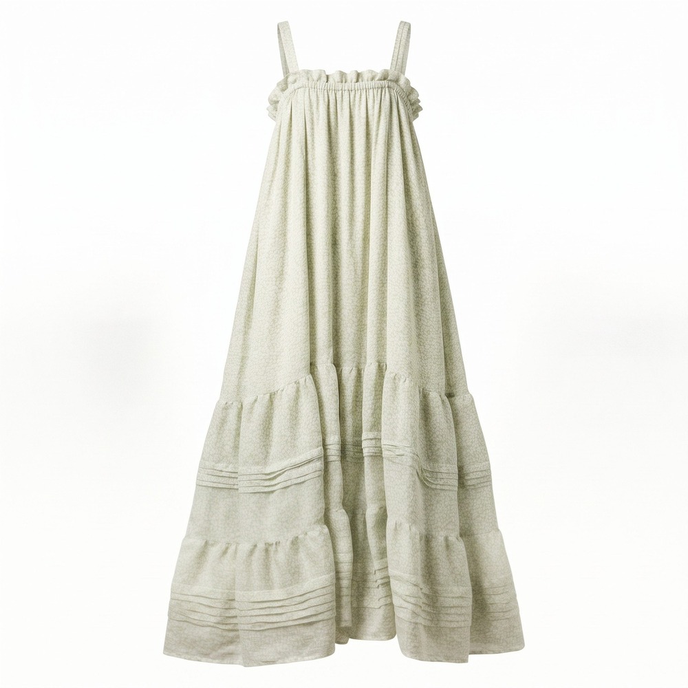 Blu Pepper L Womens Sage Green Tiered Maxi Dress Boho Cottagecore NWT